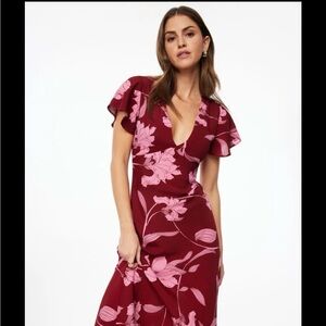 Red and pink maxi dress